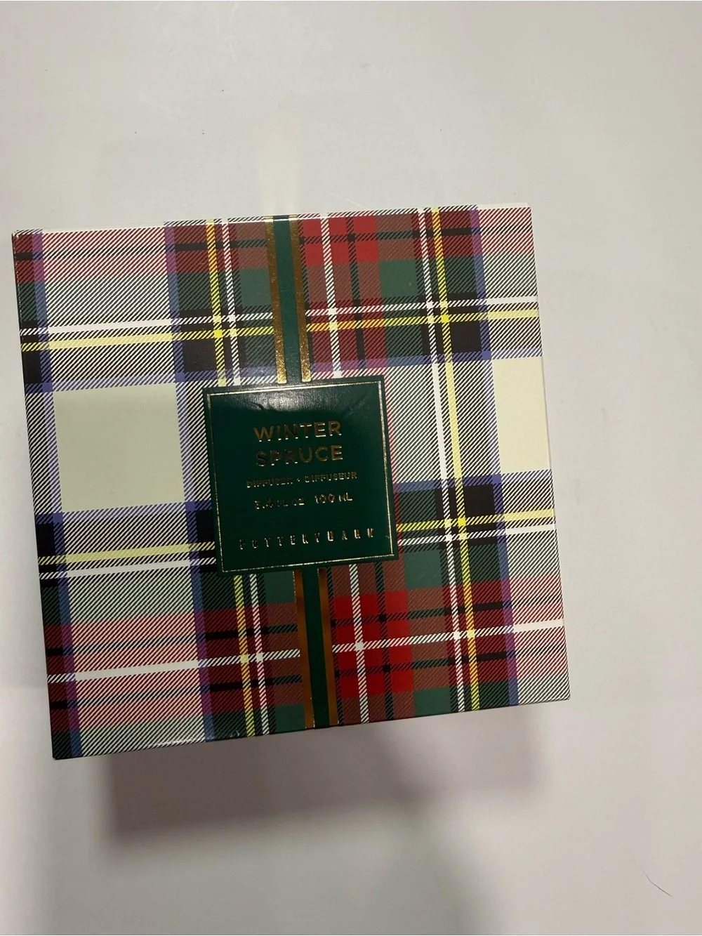 New Pottery Barn Winter Spruce Reed Diffuser 3.4 oz 100mL Holiday Plaid No Reeds
